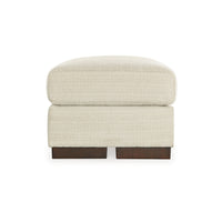 Magg 44 Inch Ottoman, Low Profile Block Feet, Beige Polyester Upholstery - BM312043