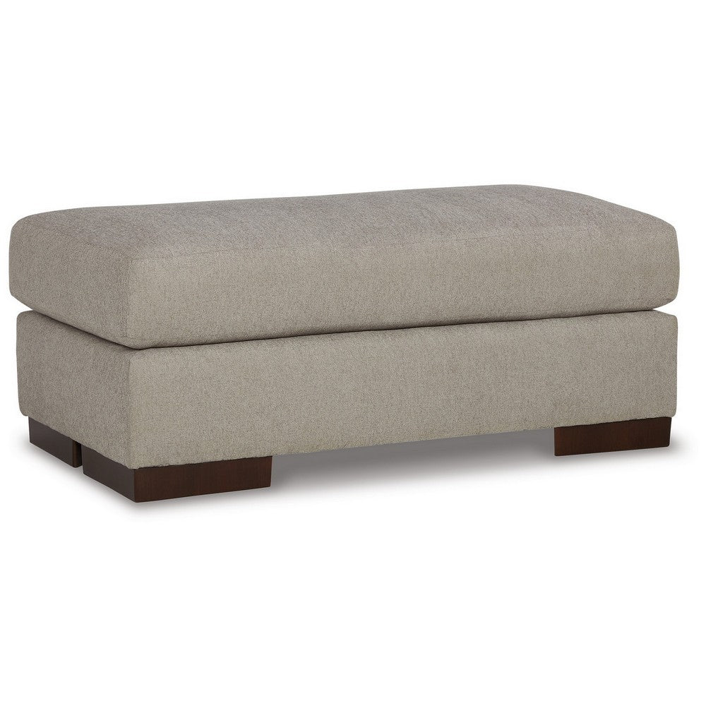 Magg 44 Inch Ottoman, Low Profile Block Feet, Gray Polyester Upholstery - BM312044