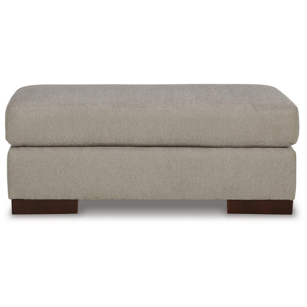 Magg 44 Inch Ottoman, Low Profile Block Feet, Gray Polyester Upholstery - BM312044