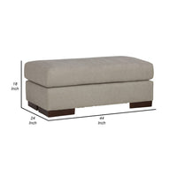 Magg 44 Inch Ottoman, Low Profile Block Feet, Gray Polyester Upholstery - BM312044