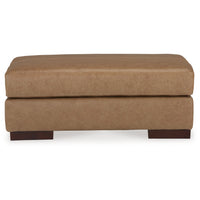 Aida 43 Inch Ottoman, Oversized Attached Cushion, Plush Brown Leather - BM312047