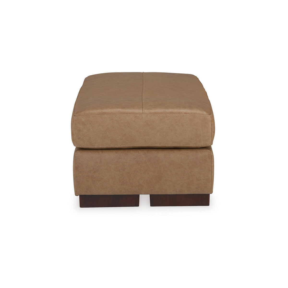 Aida 43 Inch Ottoman, Oversized Attached Cushion, Plush Brown Leather - BM312047