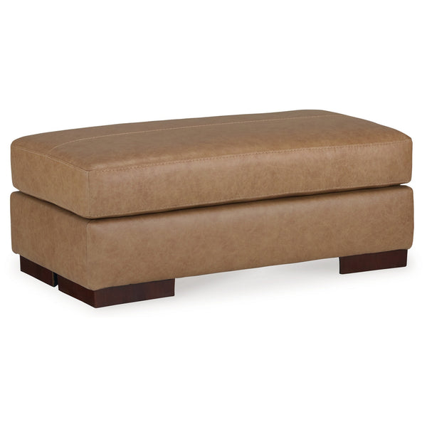 Aida 43 Inch Ottoman, Oversized Attached Cushion, Plush Brown Leather - BM312047