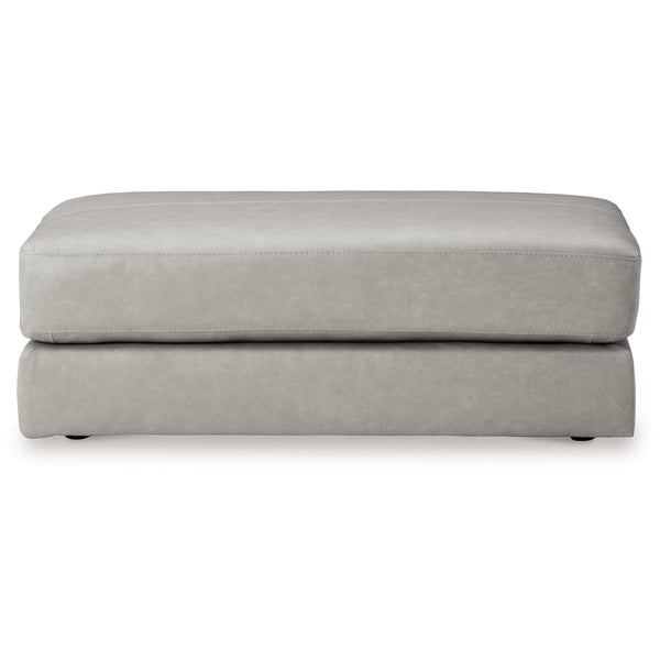 Kaite 44 Inch Ottoman, Plush Top Cushion, Genuine and Faux Leather, Gray - BM312053