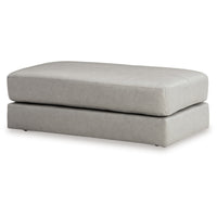 Kaite 44 Inch Ottoman, Plush Top Cushion, Genuine and Faux Leather, Gray - BM312053