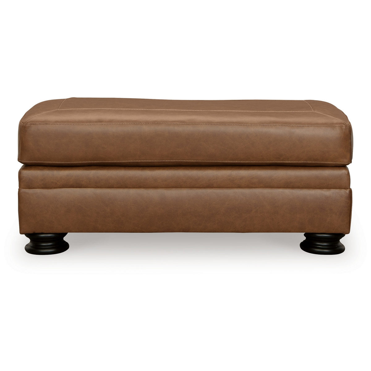 Aida 44 Inch Ottoman, Plush Cushion Top, Caramel Brown Genuine Leather - BM312058