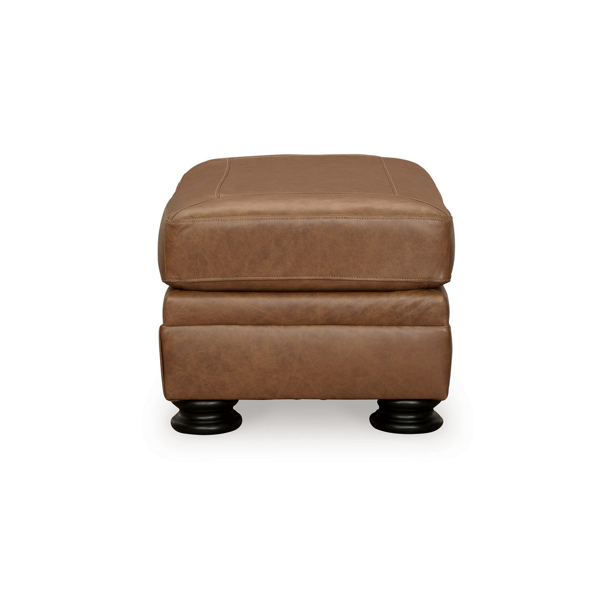 Aida 44 Inch Ottoman, Plush Cushion Top, Caramel Brown Genuine Leather - BM312058