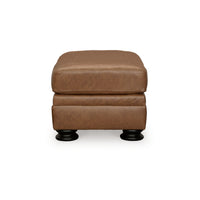 Aida 44 Inch Ottoman, Plush Cushion Top, Caramel Brown Genuine Leather - BM312058