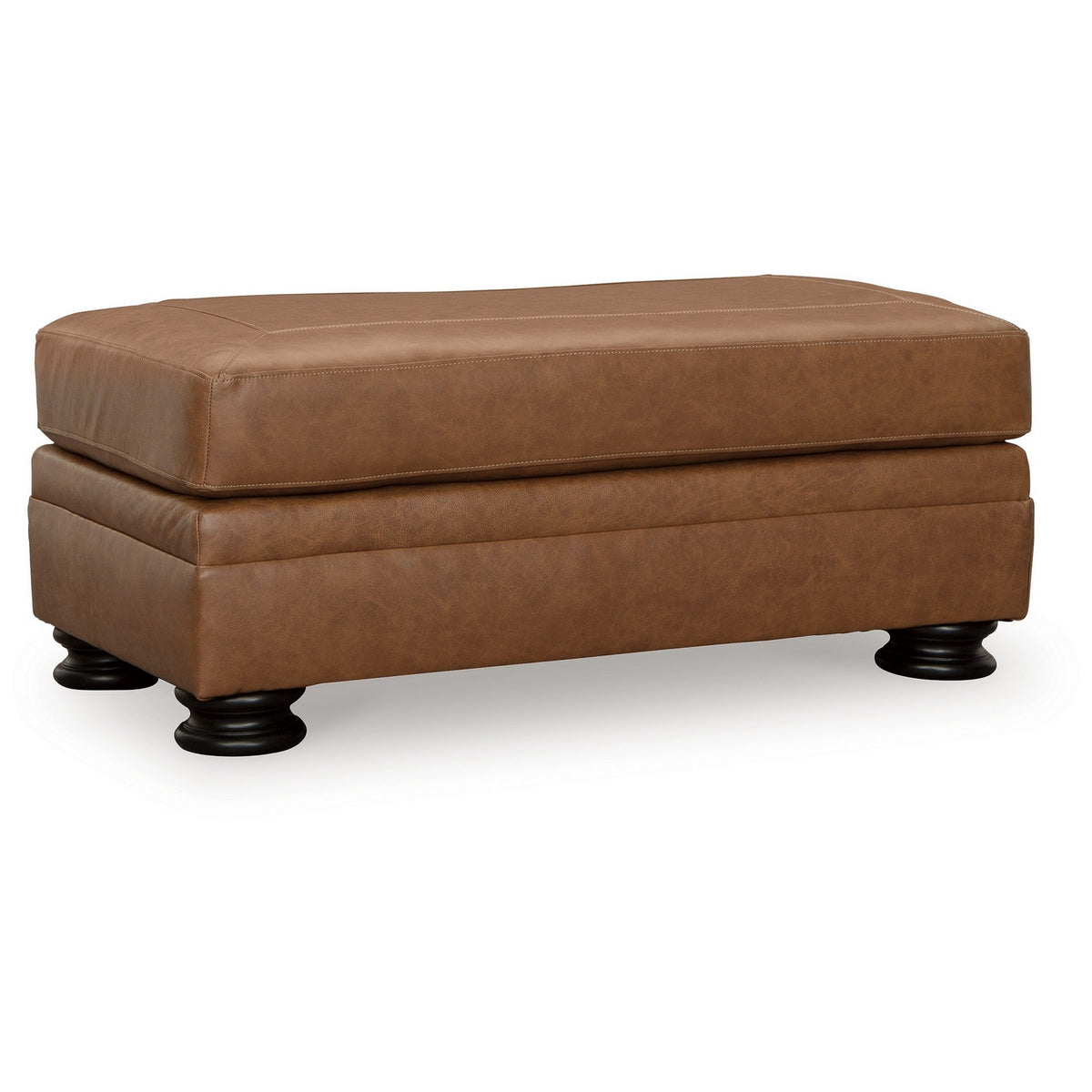 Aida 44 Inch Ottoman, Plush Cushion Top, Caramel Brown Genuine Leather - BM312058