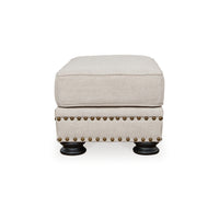 Moore 44 Inch Ottoman, Nailhead, Plush Cushion, Beige Chenille Polyester - BM312062