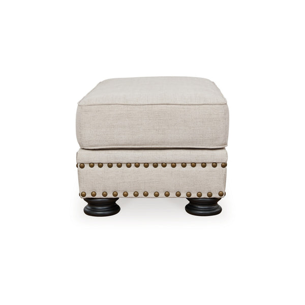 Moore 44 Inch Ottoman, Nailhead, Plush Cushion, Beige Chenille Polyester - BM312062