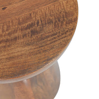 18 Inch Side Accent Table, Round Mango Wood Top, Cone Base, Brown Finish - BM312073