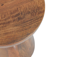 18 Inch Side Accent Table, Round Mango Wood Top, Cone Base, Brown Finish - BM312073
