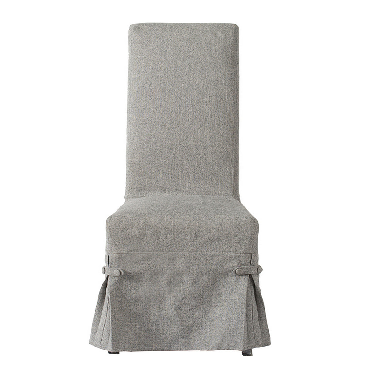 25 Inch Dining Side Chair, Gray Linen Fabric Upholstery, Skirted Parsons - BM312074