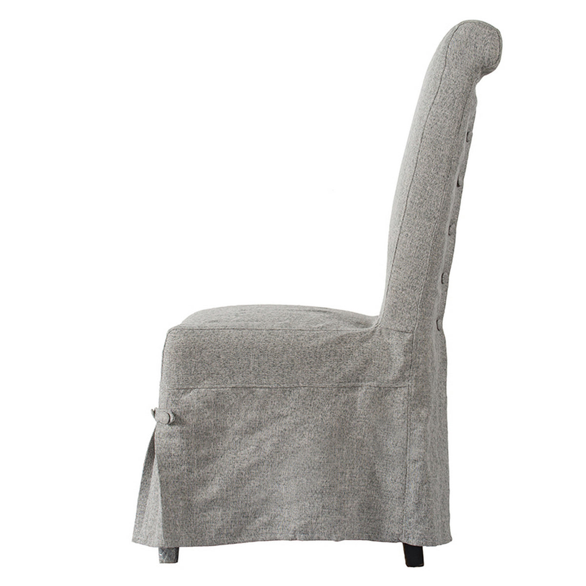 25 Inch Dining Side Chair, Gray Linen Fabric Upholstery, Skirted Parsons - BM312074