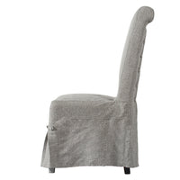 25 Inch Dining Side Chair, Gray Linen Fabric Upholstery, Skirted Parsons - BM312074