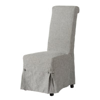 25 Inch Dining Side Chair, Gray Linen Fabric Upholstery, Skirted Parsons - BM312074