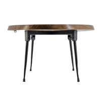 Aji 31 Inch Coffee Table, Oval Acacia Wood Top, Iron Legs, Brown and Black - BM312076