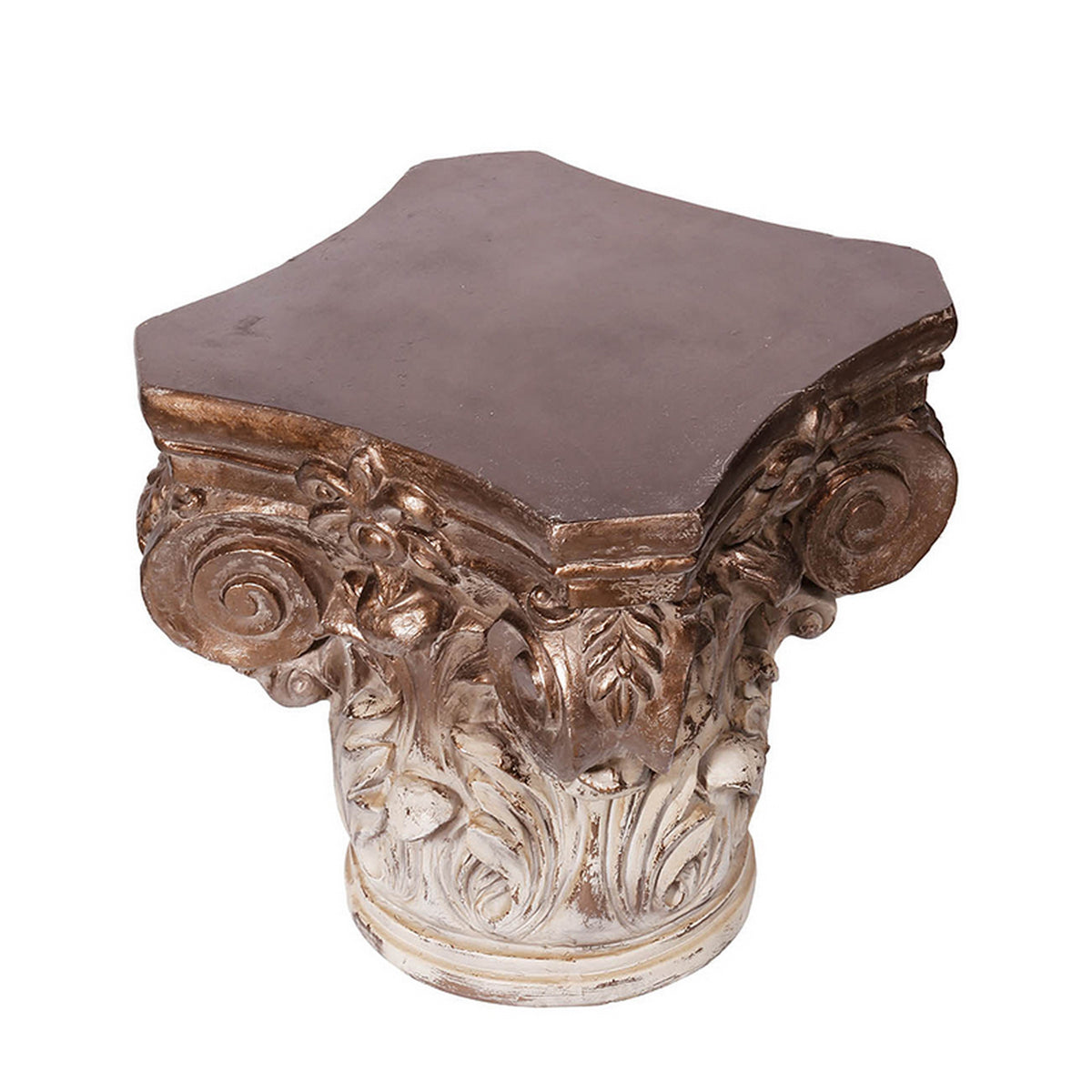 18 Inch Corinthian Cap Pedestal, 2 Tone Gold and White Finished Magnesium - BM312089