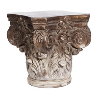 18 Inch Corinthian Cap Pedestal, 2 Tone Gold and White Finished Magnesium - BM312089