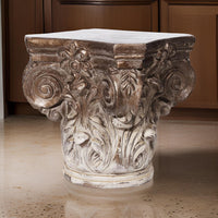 18 Inch Corinthian Cap Pedestal, 2 Tone Gold and White Finished Magnesium - BM312089