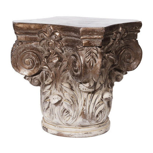 18 Inch Corinthian Cap Pedestal, 2 Tone Gold and White Finished Magnesium - BM312089