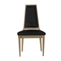 23 Inch Side Dining Chair, Black Soft Velvet Upholstery, Beige Rubberwood - BM312090