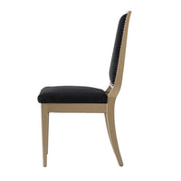 23 Inch Side Dining Chair, Black Soft Velvet Upholstery, Beige Rubberwood - BM312090