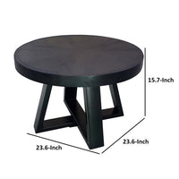 Raj 24 Inch Round Coffee Table, Cross Leg Design, Black Acacia Wood, Iron - BM312091