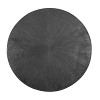 Raj 39 Inch Round Coffee Table, Cross Legs Design, Black Acacia Wood, Iron - BM312092