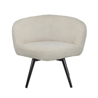 39 Inch Swivel Accent Chair, Soft Cream Fabric Upholstery, Black Iron Legs - BM312097