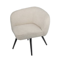 39 Inch Swivel Accent Chair, Soft Cream Fabric Upholstery, Black Iron Legs - BM312097