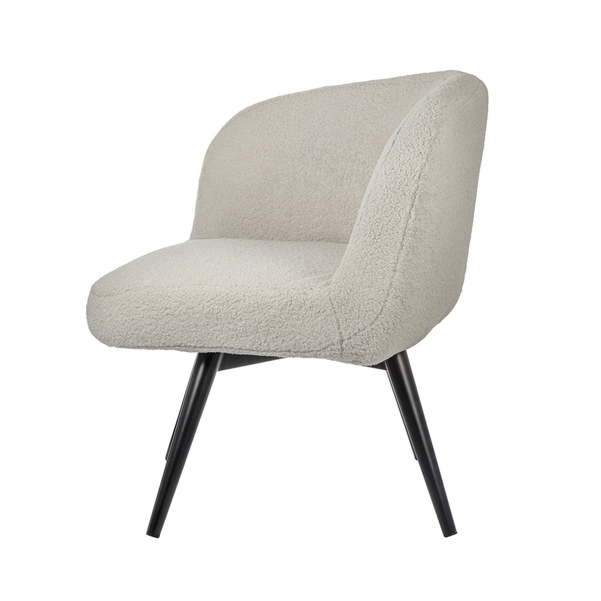 39 Inch Swivel Accent Chair, Soft Cream Fabric Upholstery, Black Iron Legs - BM312097