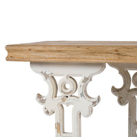 47 Inch Console Sofa Table, Fir Wood Rectangular Top, White Carved Legs - BM312101