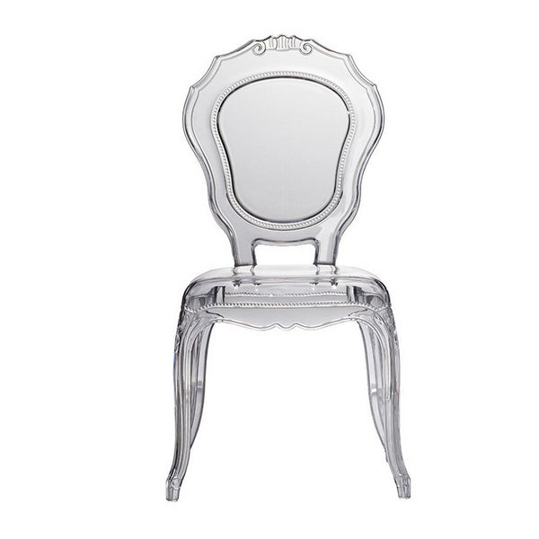 22 Inch Side Dining Chair, Clear Smoke Finish, Classic Curved Backrest - BM312102