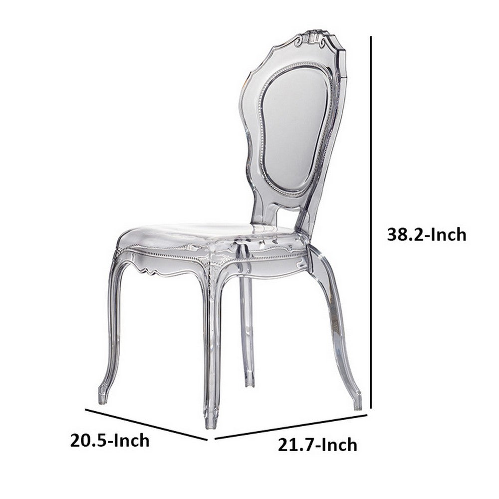 22 Inch Side Dining Chair, Clear Smoke Finish, Classic Curved Backrest - BM312102