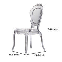 22 Inch Side Dining Chair, Clear Smoke Finish, Classic Curved Backrest - BM312102