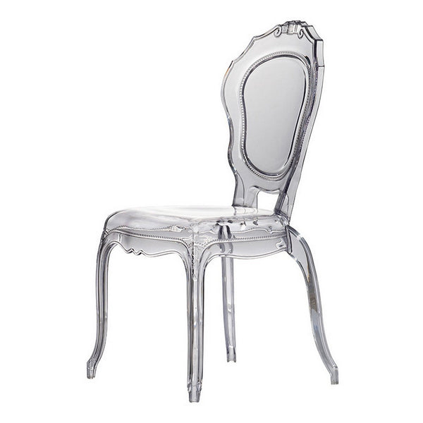 22 Inch Side Dining Chair, Clear Smoke Finish, Classic Curved Backrest - BM312102