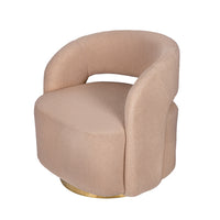 Xion 30 Inch Swivel Accent Chair, Brown Fabric Upholstery, Gold Iron Base - BM312104