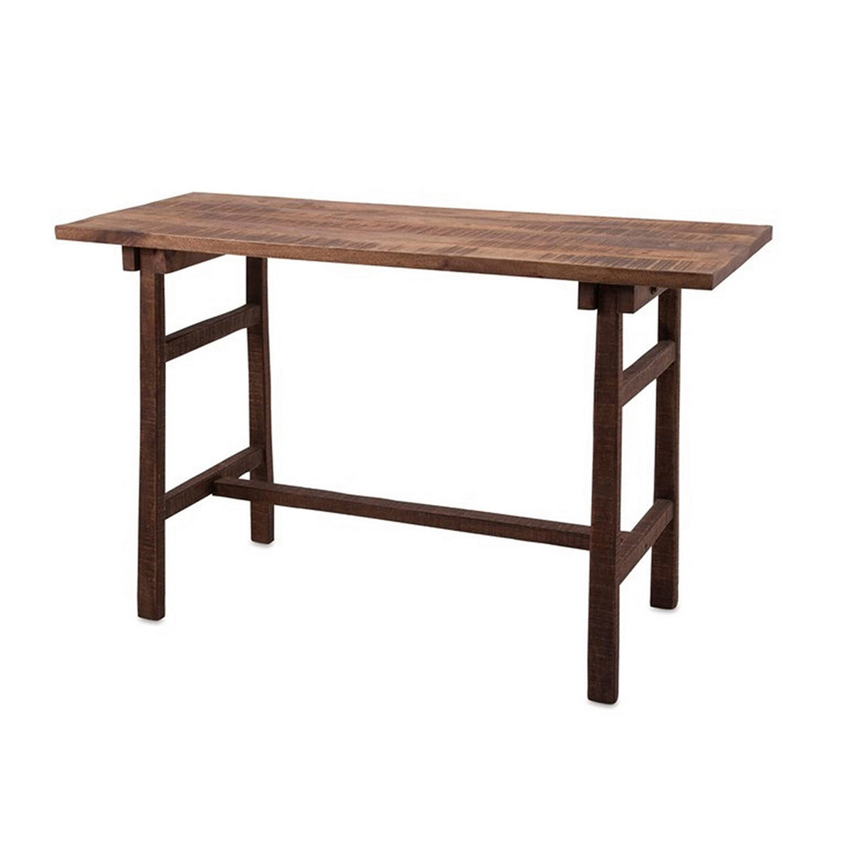 47 Inch Desk, Rectangular Mango Wood Top, Slim Ladder Legs, Brown Finish - BM312105