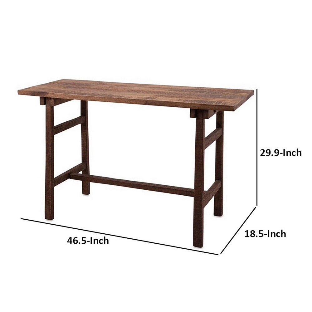 47 Inch Desk, Rectangular Mango Wood Top, Slim Ladder Legs, Brown Finish - BM312105