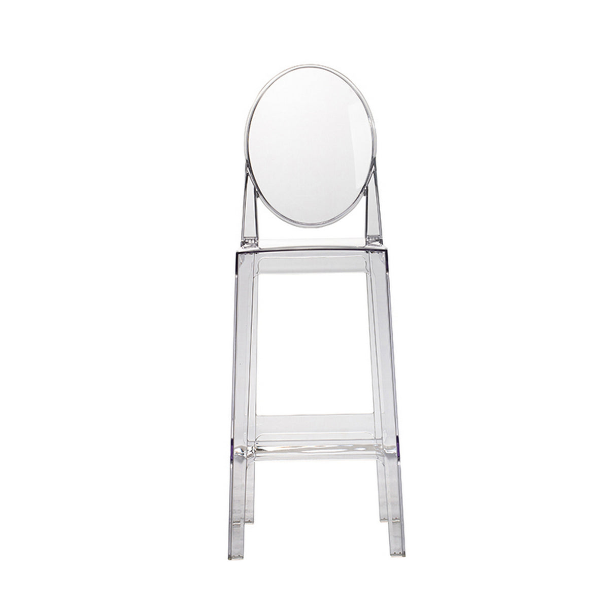 30 Inch Barstool Chair, Transparent Clear Acrylic Frame, Oval Backrest - BM312106