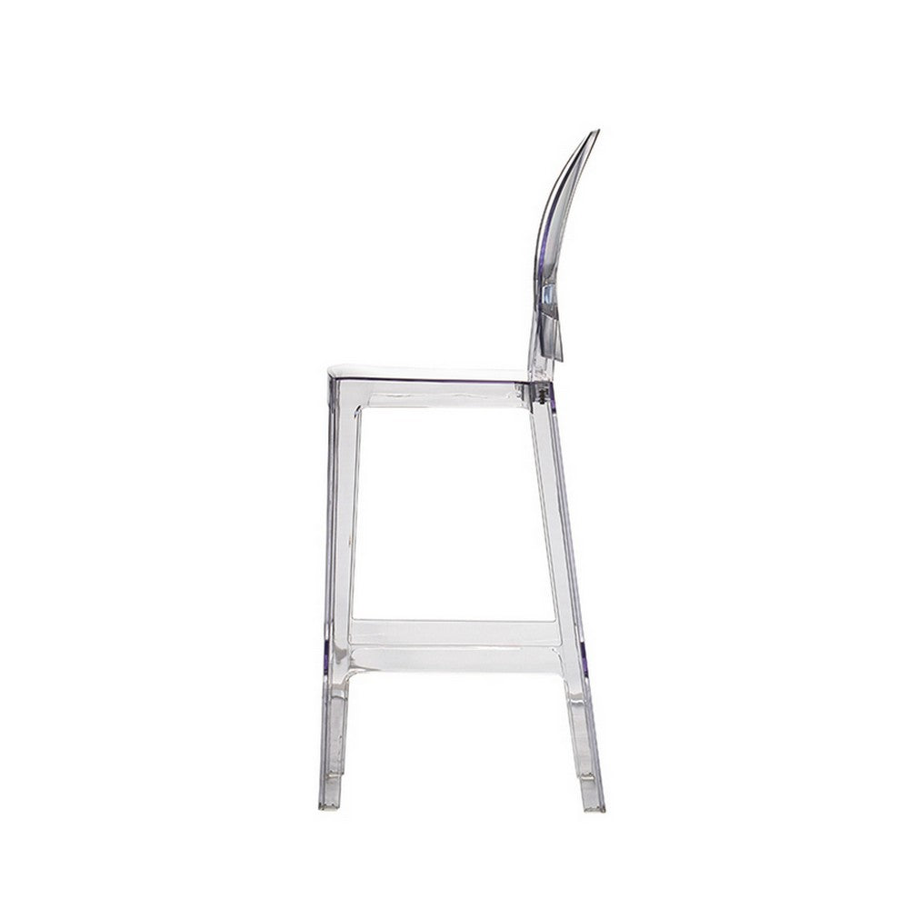 30 Inch Barstool Chair, Transparent Clear Acrylic Frame, Oval Backrest - BM312106
