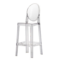 30 Inch Barstool Chair, Transparent Clear Acrylic Frame, Oval Backrest - BM312106