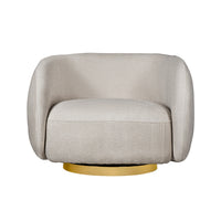 Eros 35 Inch Swivel Accent Chair, Plush White Fabric Upholstery, Gold Base - BM312107