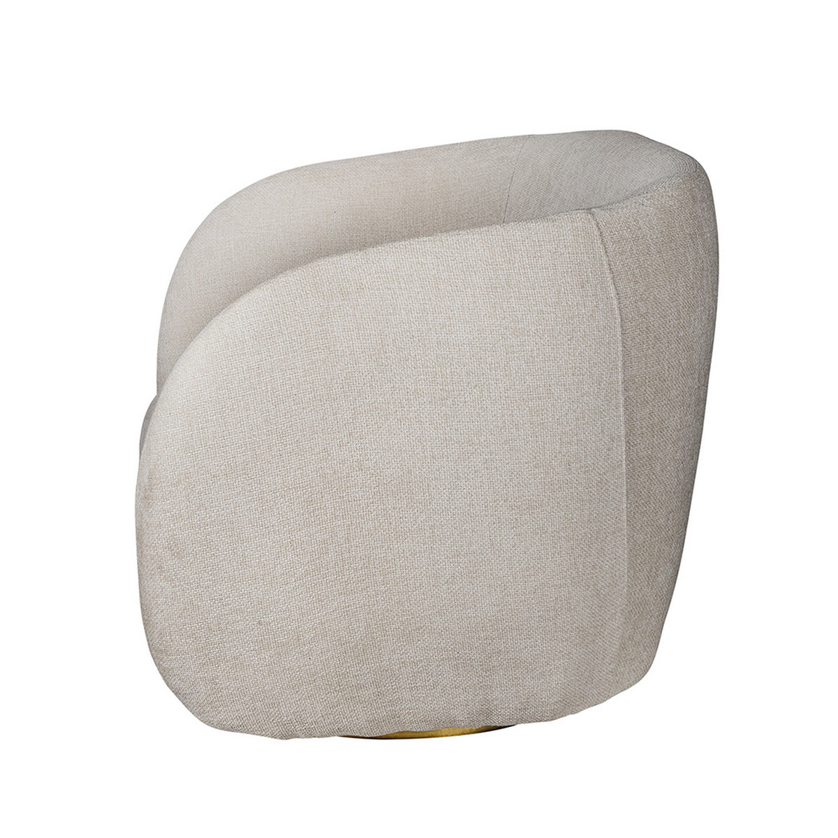 Eros 35 Inch Swivel Accent Chair, Plush White Fabric Upholstery, Gold Base - BM312107