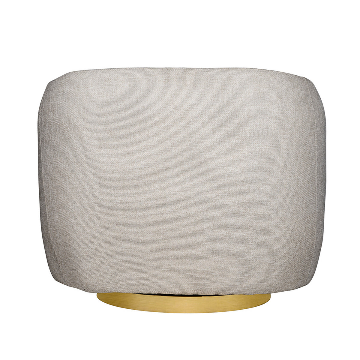 Eros 35 Inch Swivel Accent Chair, Plush White Fabric Upholstery, Gold Base - BM312107