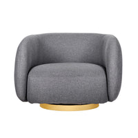 Eros 35 Inch Swivel Accent Chair, Plush Gray Fabric Upholstery, Gold Base - BM312108