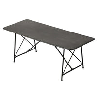 79 Inch Dining Table, Black Rectangular Top, Sleek X Shaped Iron Legs - BM312109