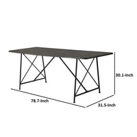 79 Inch Dining Table, Black Rectangular Top, Sleek X Shaped Iron Legs - BM312109